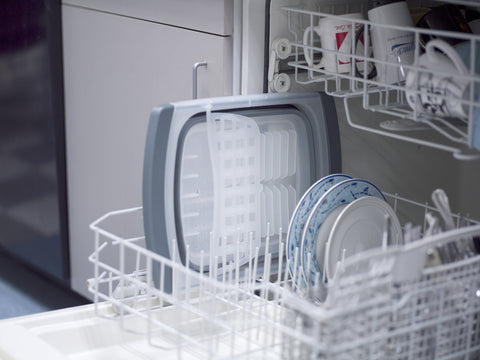 Removable utensil rack keeps forks and spoons organized while drying.