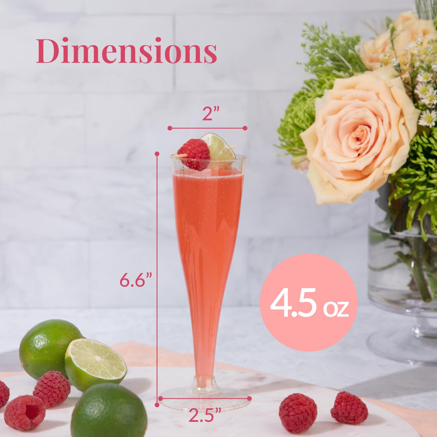 Disposable yet sturdy champagne flutes from Prestee for weddings and receptions.