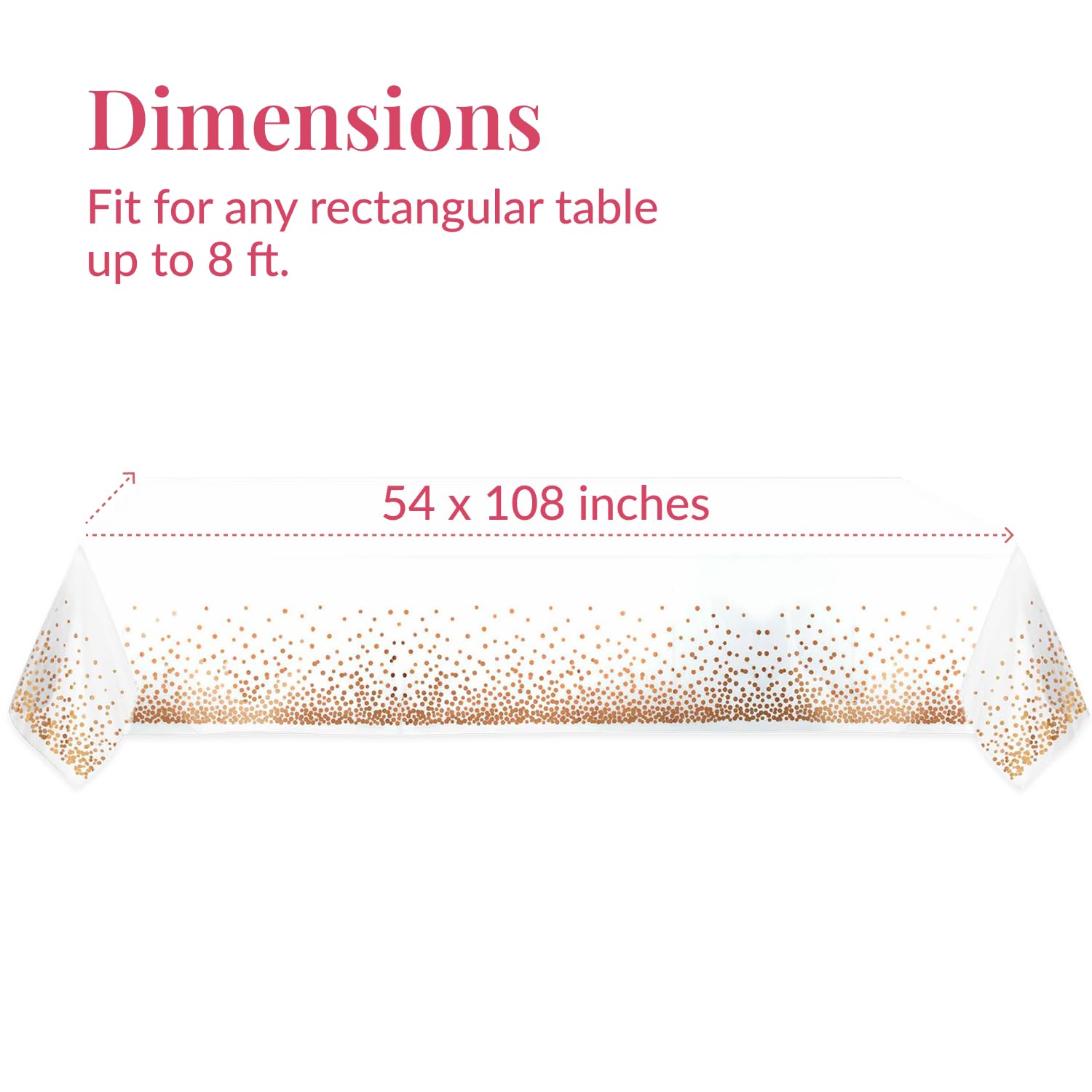 Prestee rose gold disposable table cloth provides waterproof, stain-resistant dining surface