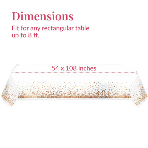 Prestee rose gold disposable table cloth provides waterproof, stain-resistant dining surface