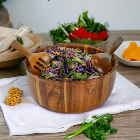 PRESTIGE NOOK acacia salad bowl side view highlights generous capacity for family meals