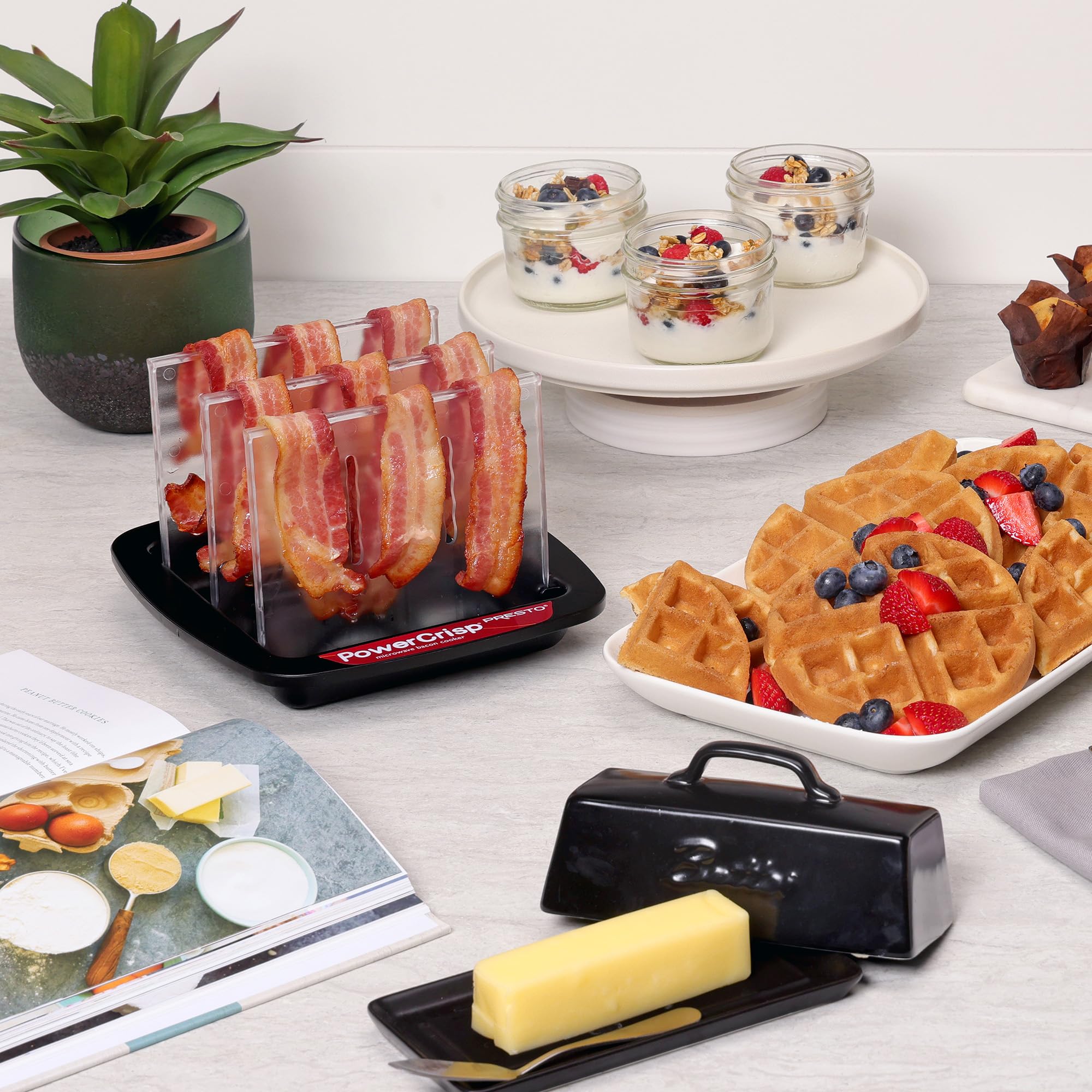 Presto microwave bacon cooker easy-clean plastic construction supports busy kitchens.