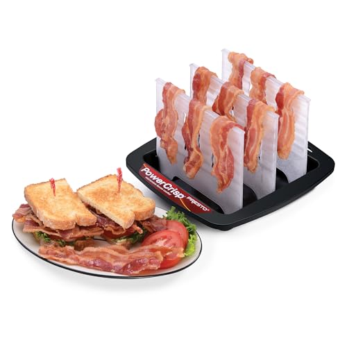 Presto microwave bacon cooker fat-drip base captures drippings for cleaner results.