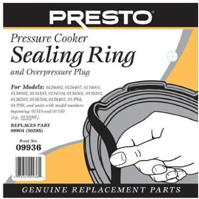 Presto sealing ring in black with automatic vent for reliable pressure cooking.