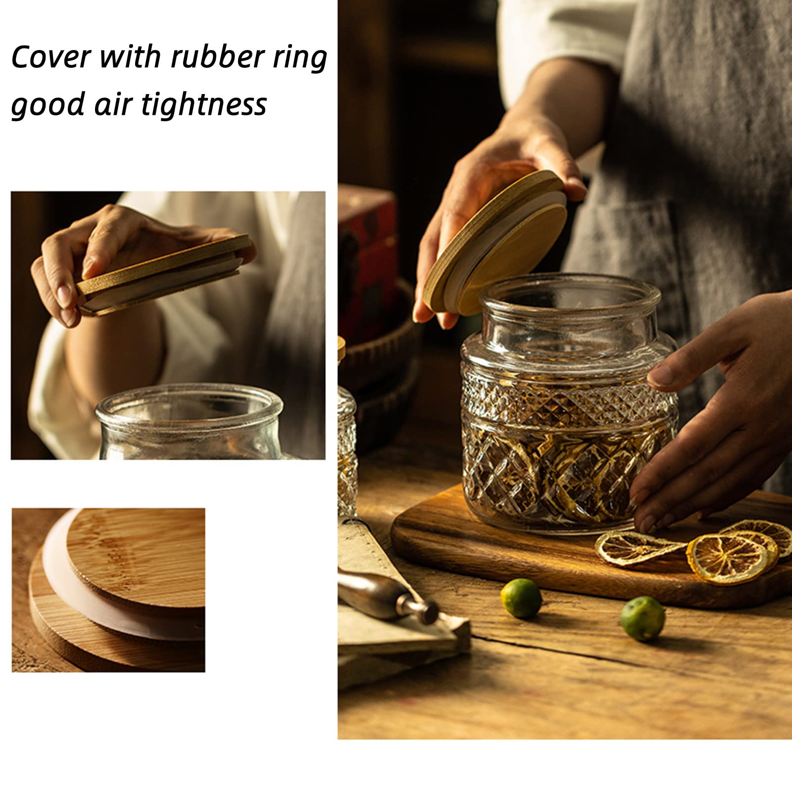 Close-up of Prettidecor bamboo lid showing airtight seal