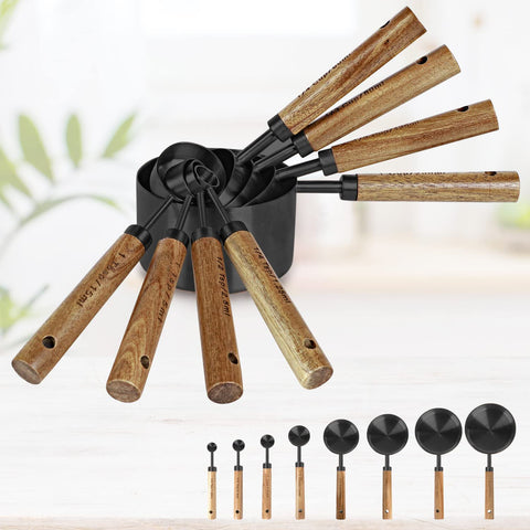 PRETTYFINE black measuring cups offer compact storage and stylish kitchen display.