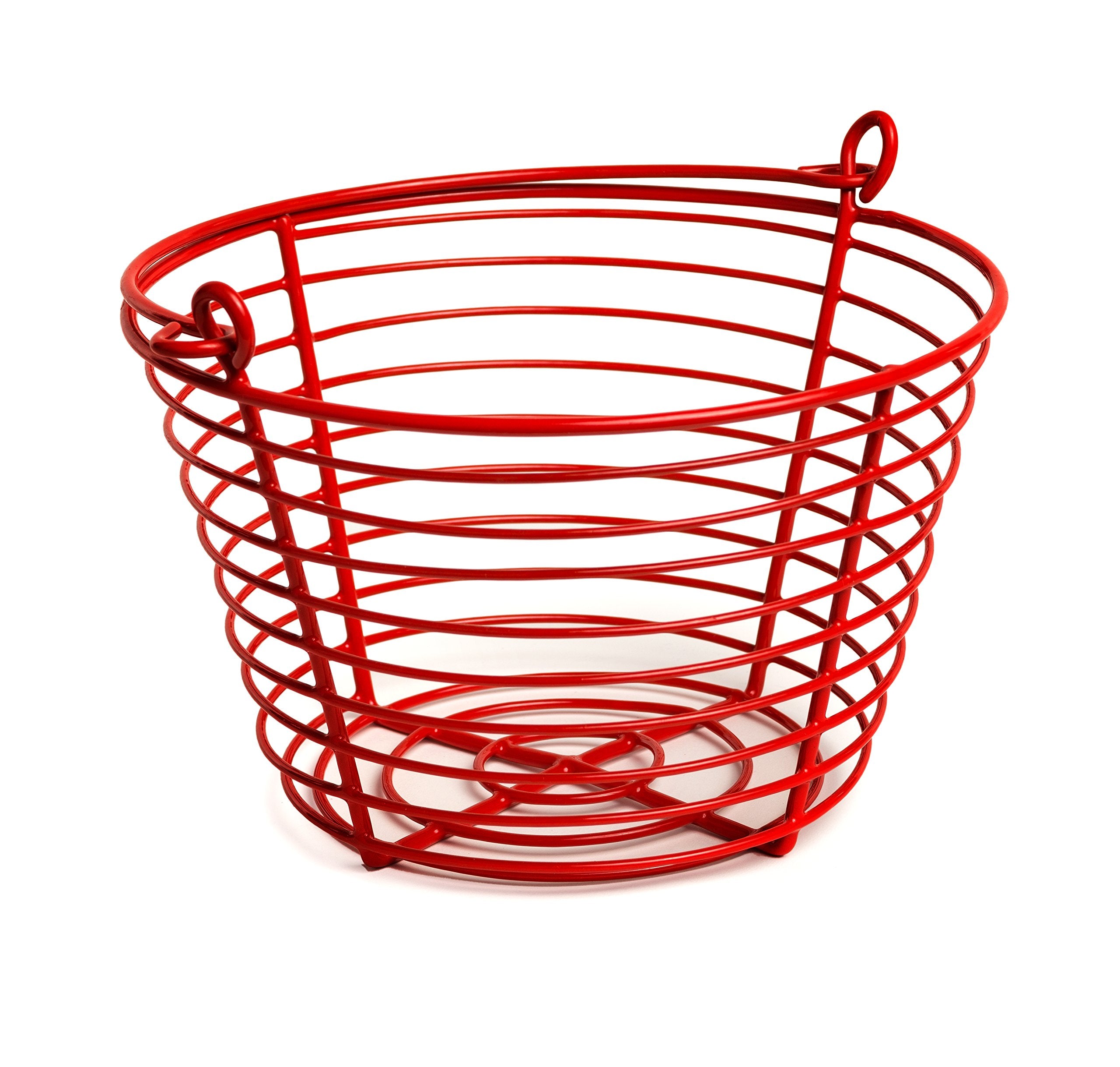 PH Prevue Hendryx egg basket 8-inch front view shows sturdy vinyl coating and bright red finish.