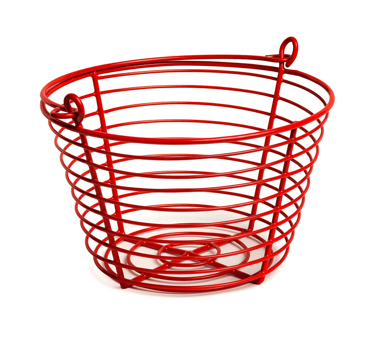 PH Prevue Hendryx egg basket 8-inch front view shows sturdy vinyl coating and bright red finish.