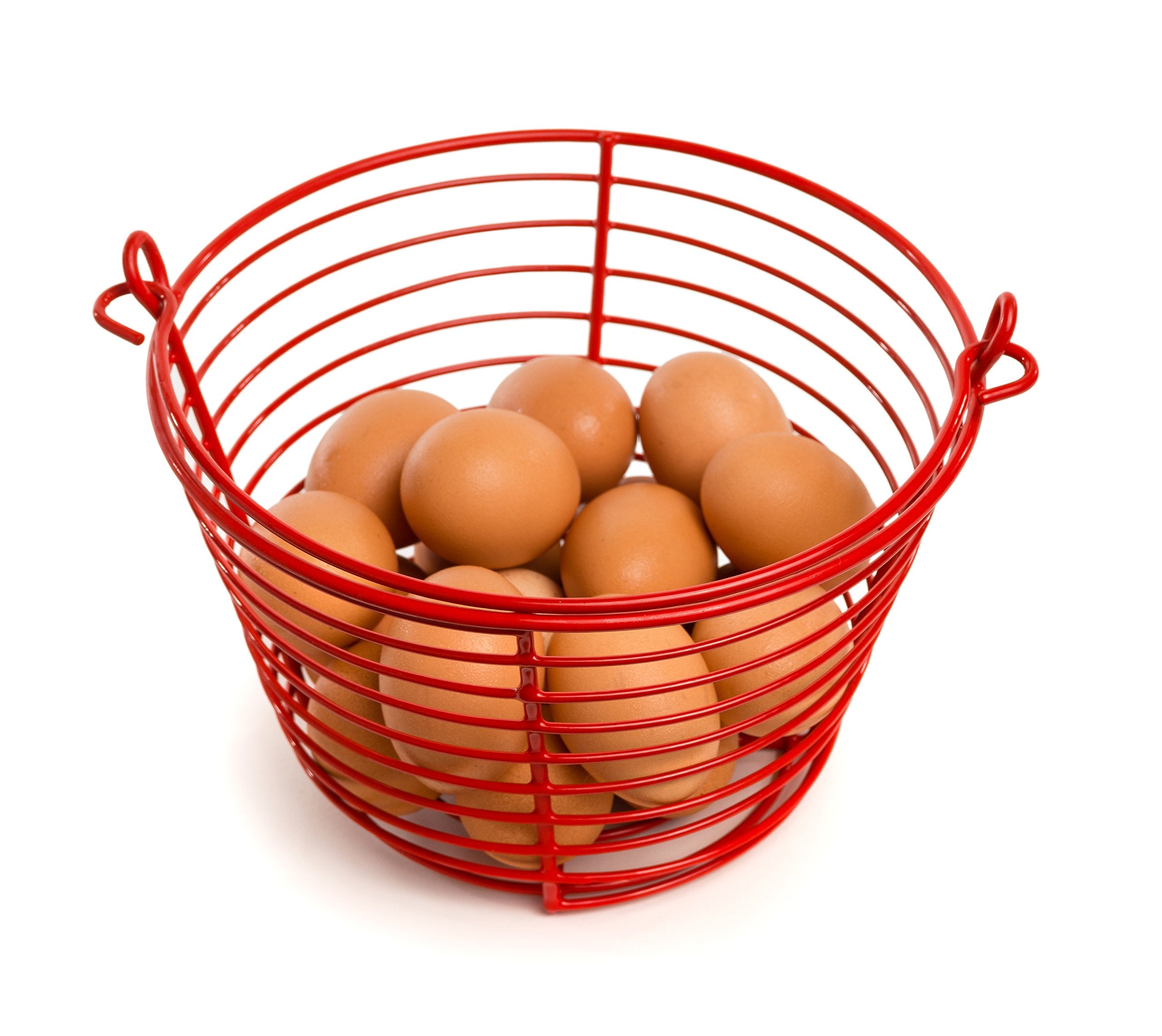 PH Prevue Hendryx egg basket 8-inch top view highlights open design for dirt to fall away.