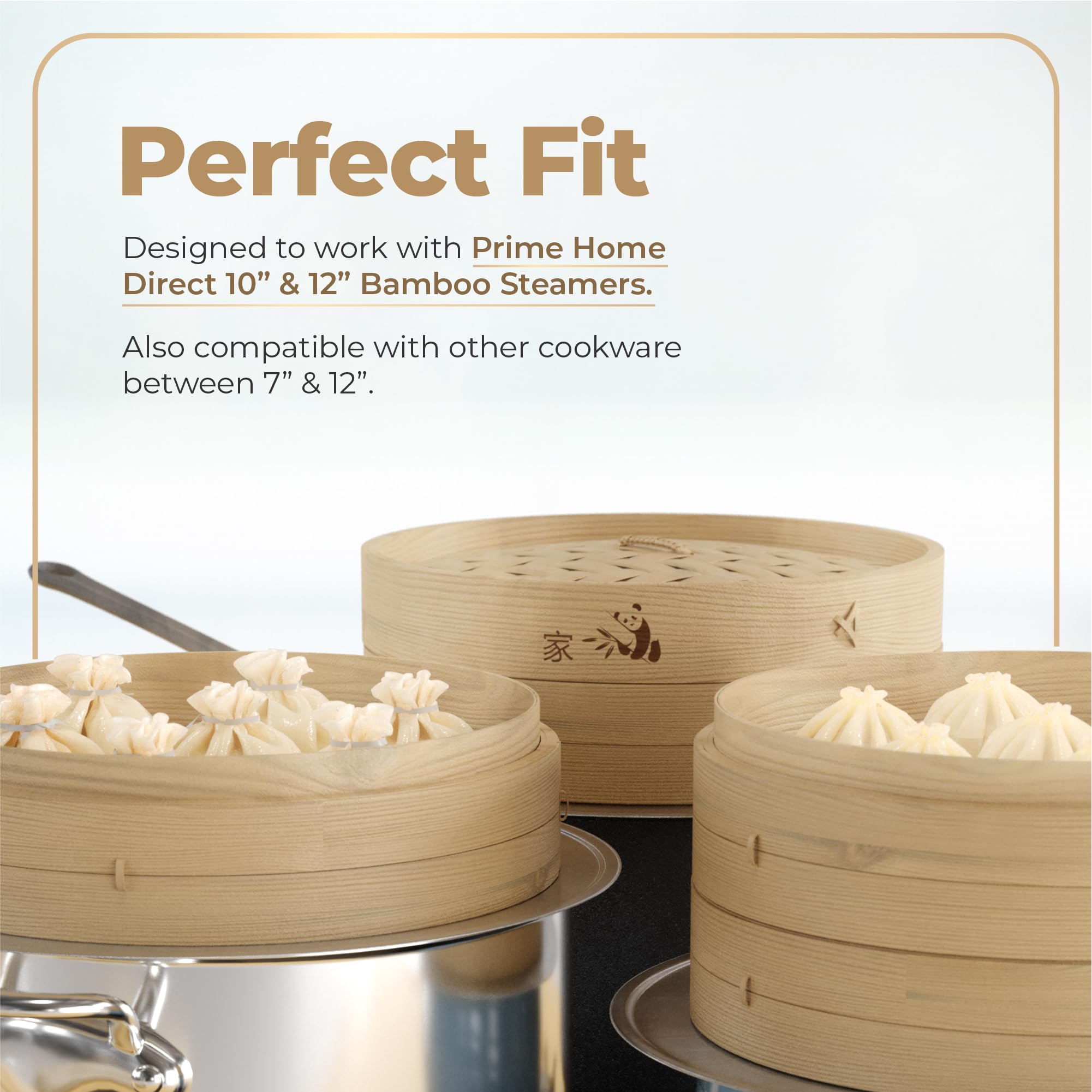 Prime Home Direct steamer ring, 12.6-inch outer diameter, fits large baskets for versatility.