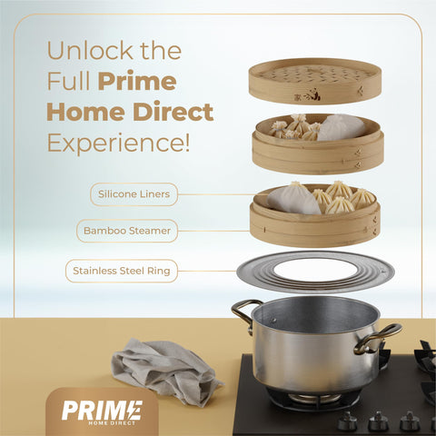 Prime Home Direct steamer ring enables precise steaming of seafood and poultry.