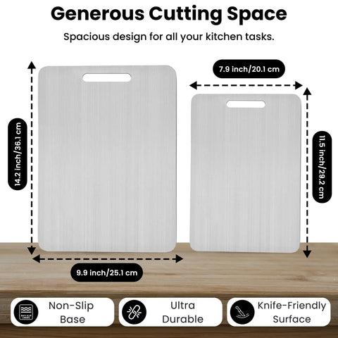 PrimeCutKitchen titanium cutting board small, front face for herbs and small produce, clean edges.