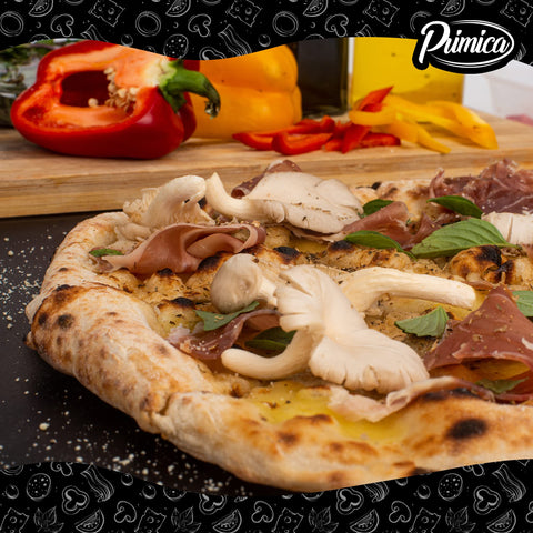 Primica Pizza Steel XL full-setup ready for oven to table.