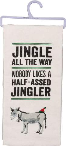 Primitives by Kathy dish towel with Jingle All The Way text for festive kitchen decor and quick drying.