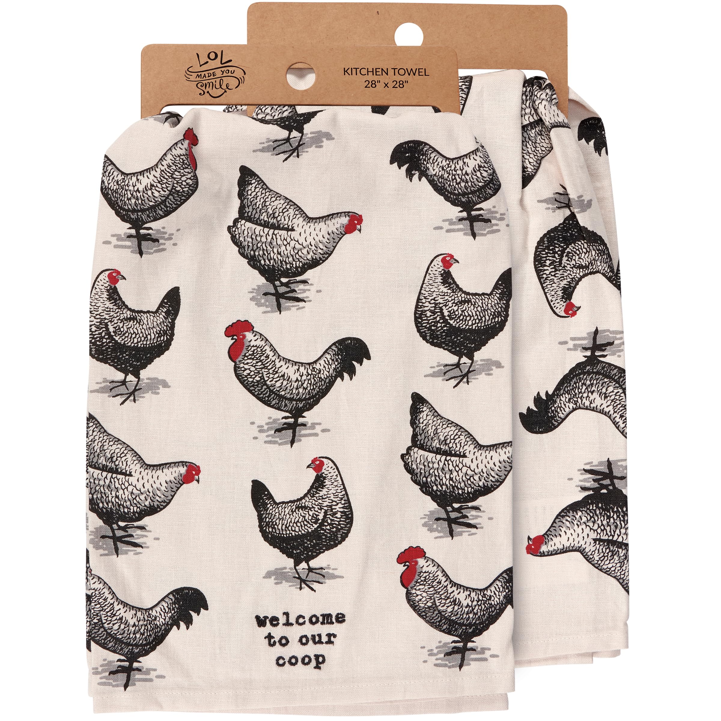 Primitives by Kathy Welcome to Our Coop towel with chickens—perfect farmhouse decor and everyday kitchen helper.