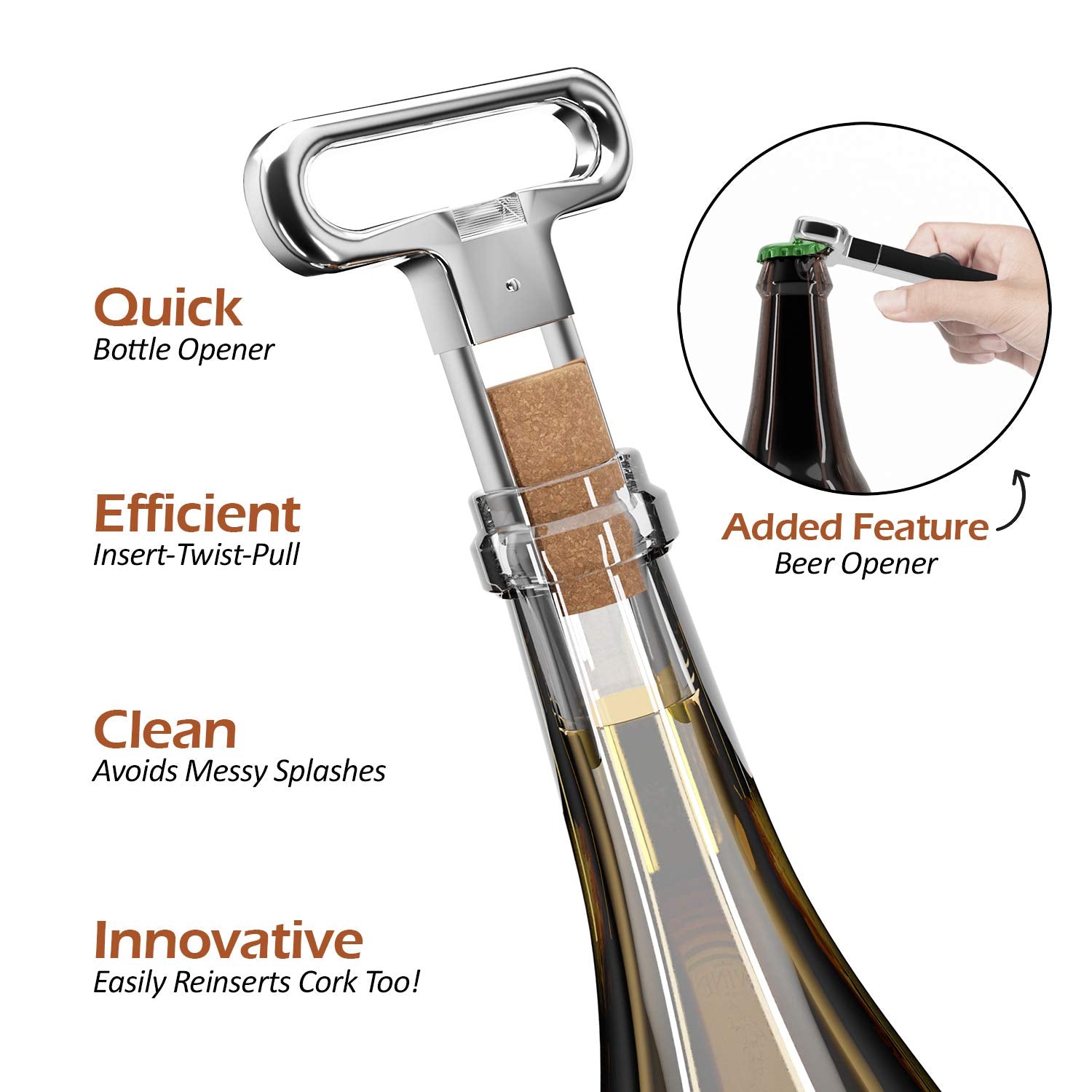 Primoxe stainless steel wine opener showcases durability and sleek finish.