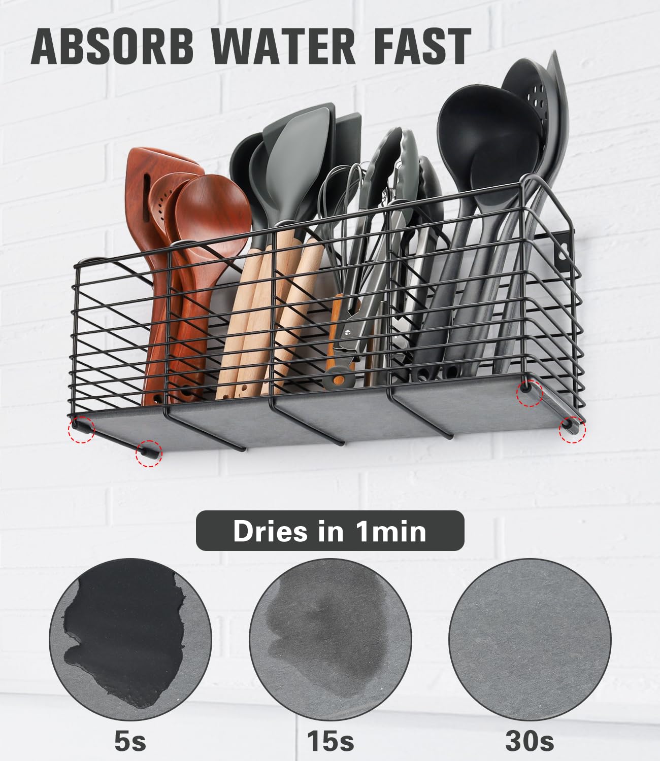 PrimZooty four-compartment organizer keeps kitchen tools neatly separated.