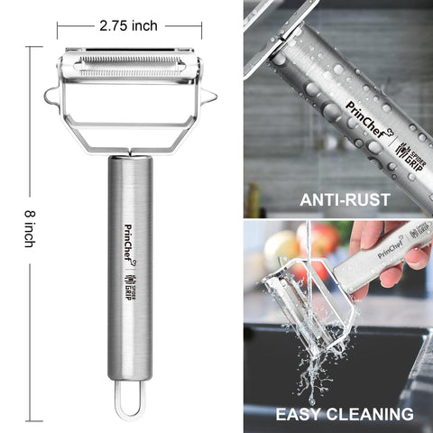 PrinChef ultra sharp stainless steel blade glides through skins.