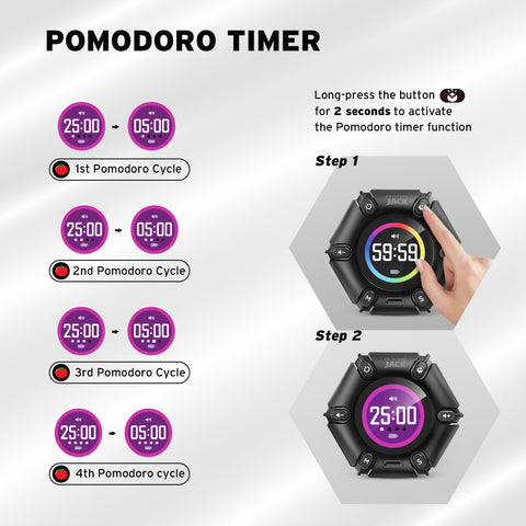 Printers Jack Pomodoro Timer with customizable countdown for flexible timing