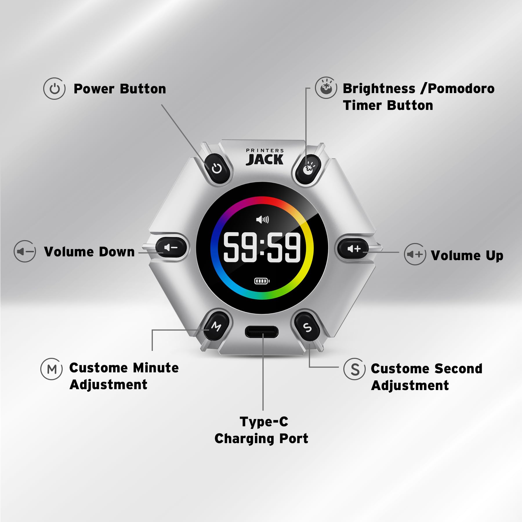 Pomodoro mode activation on Jack Pomodoro Timer by Printers Jack