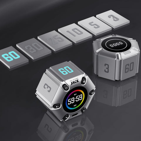 Visual focus cube by Printers Jack Pomodoro Timer on desk for study sessions