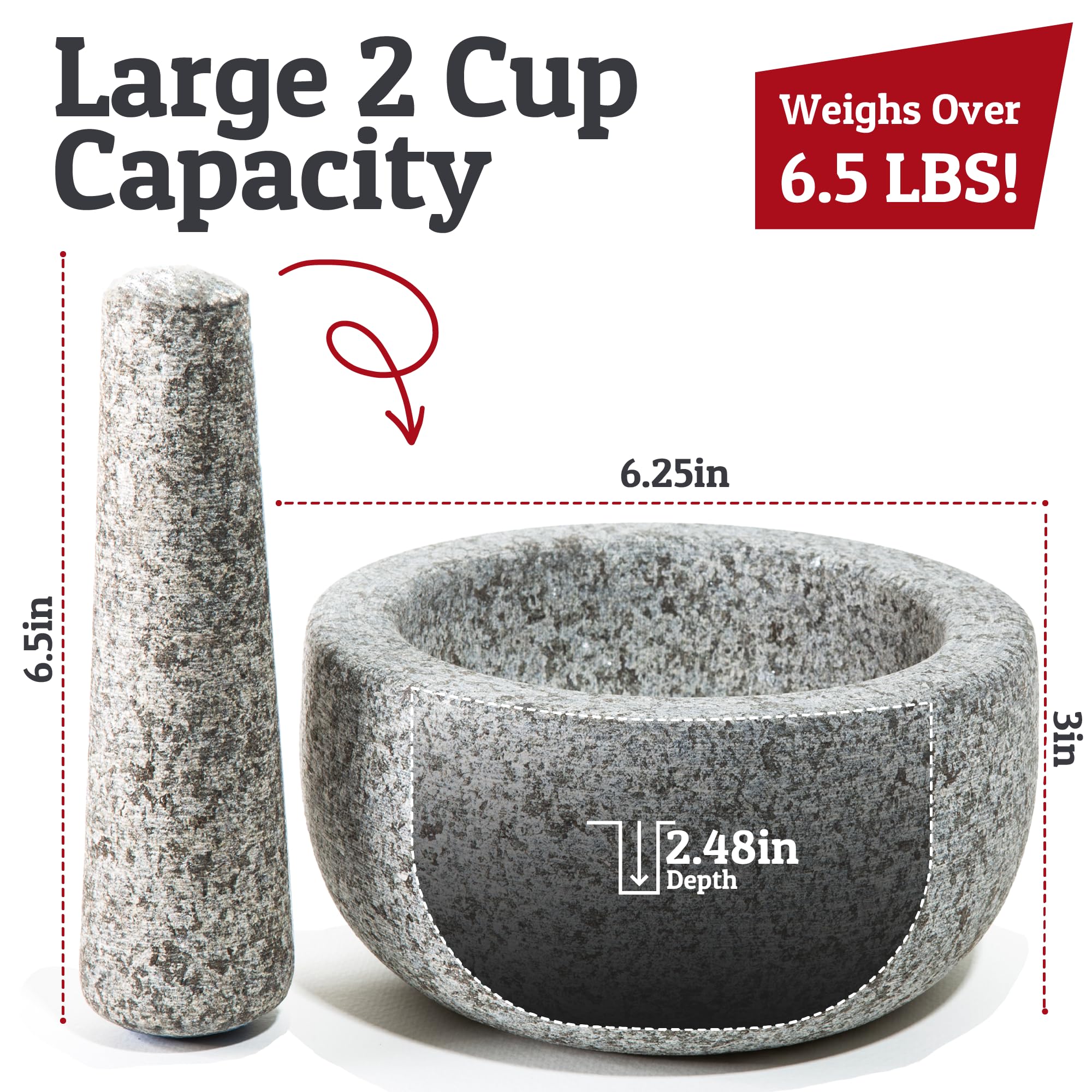 Priority Chef 2-cup capacity mortar ready for guacamole or pesto