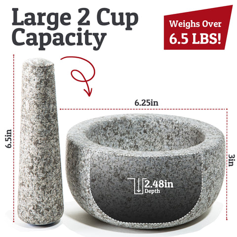 Priority Chef 2-cup capacity mortar ready for guacamole or pesto