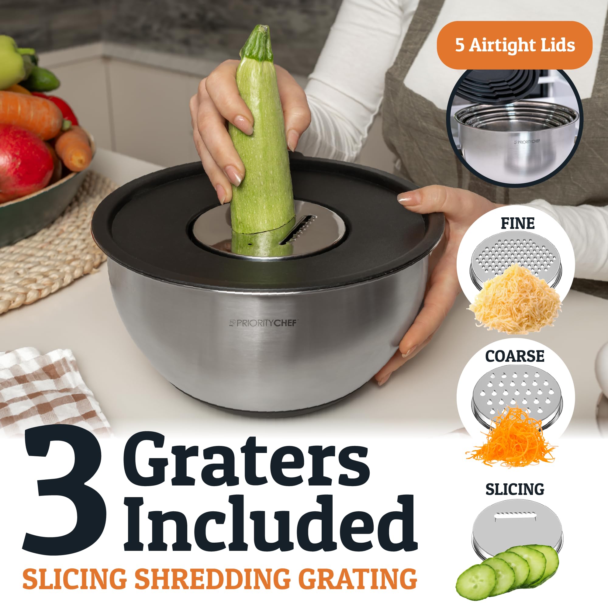 Priority Chef airtight lids seal bowls to keep ingredients fresh