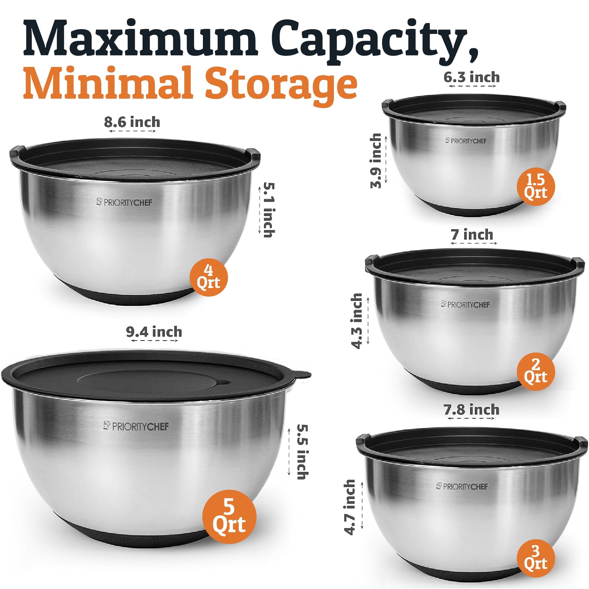Priority Chef airtight lids lock in freshness for meal-prepping and leftovers.