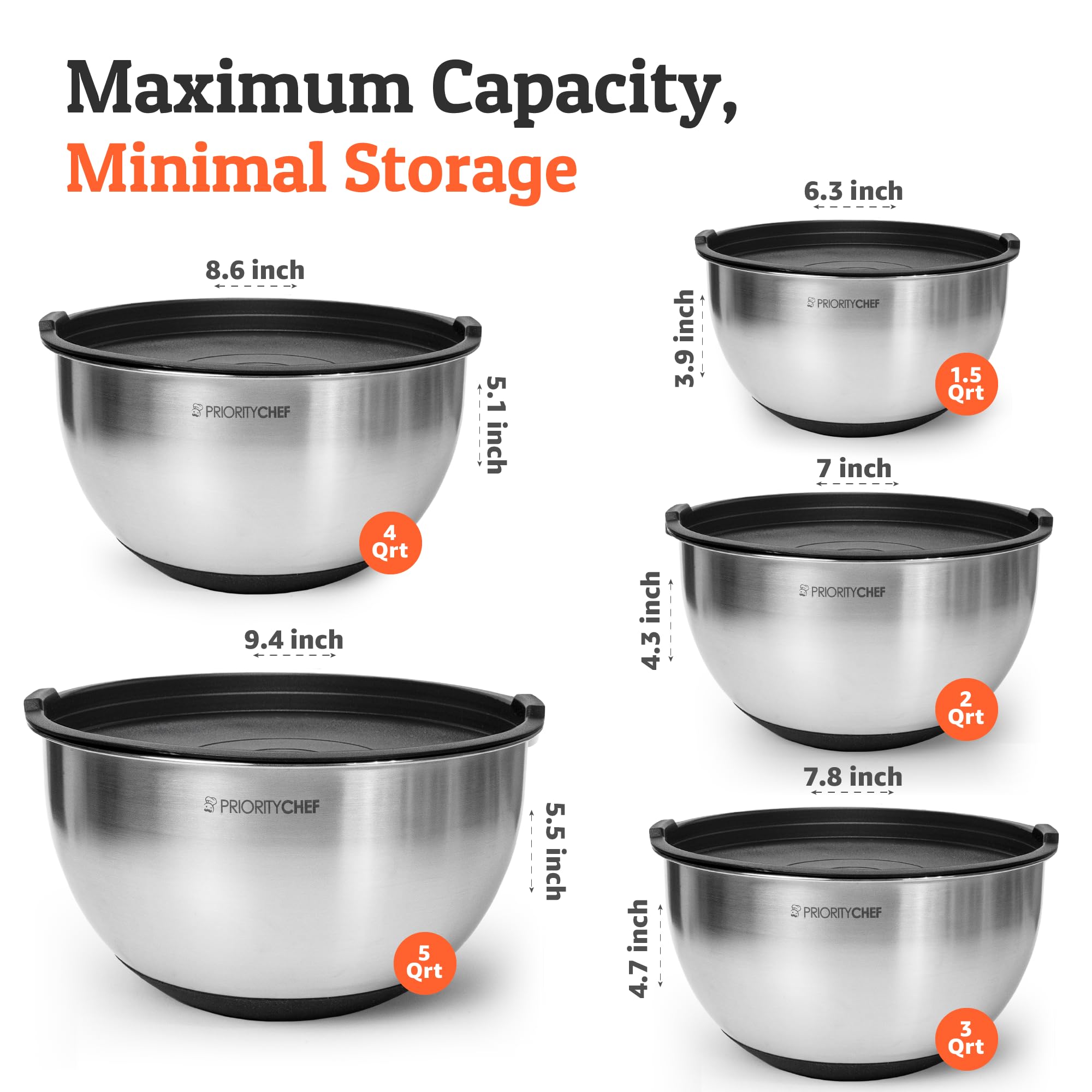 Priority Chef bowls showing etched measurements for quick prep.