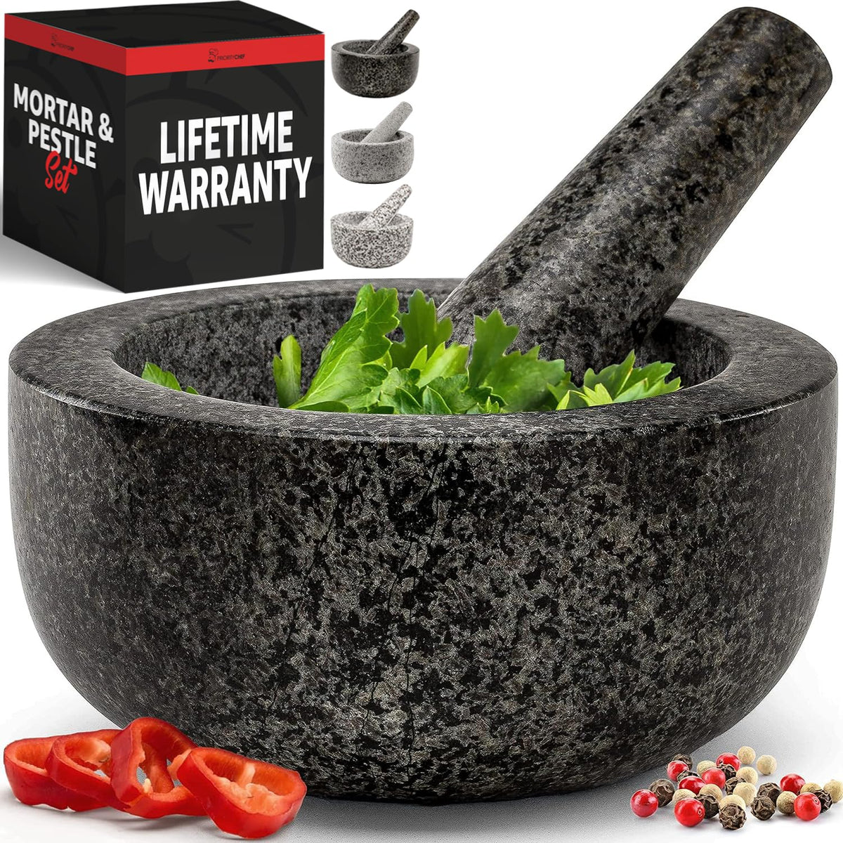 Priority Chef heavy-duty mortar and pestle set for fresh sauces at home.