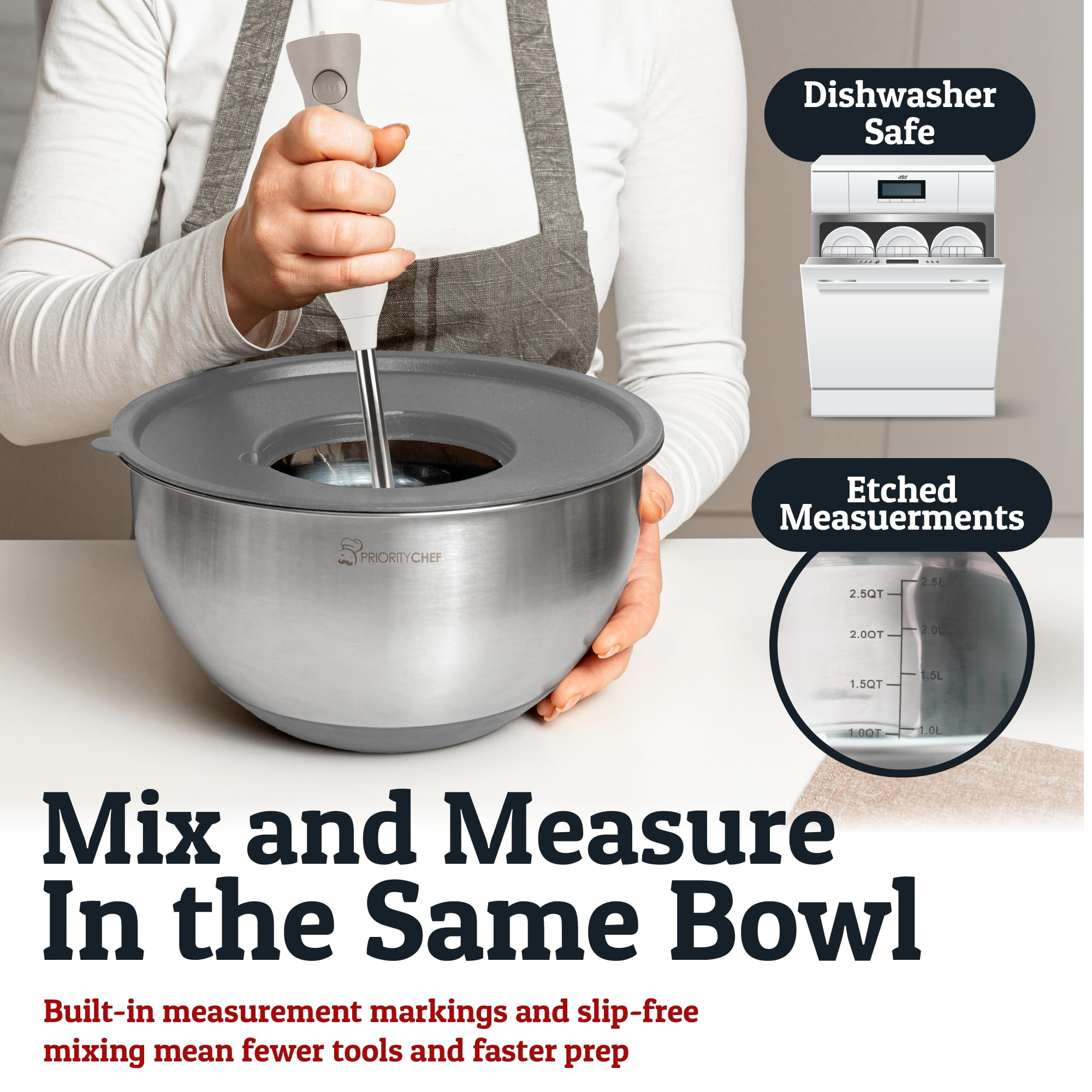 Priority Chef bowls featuring inner measurement markings for precise prep