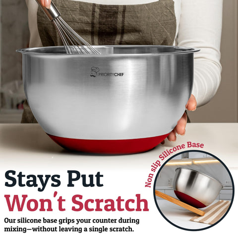 Built-in measurement marks on Priority Chef bowls help accurate portioning.