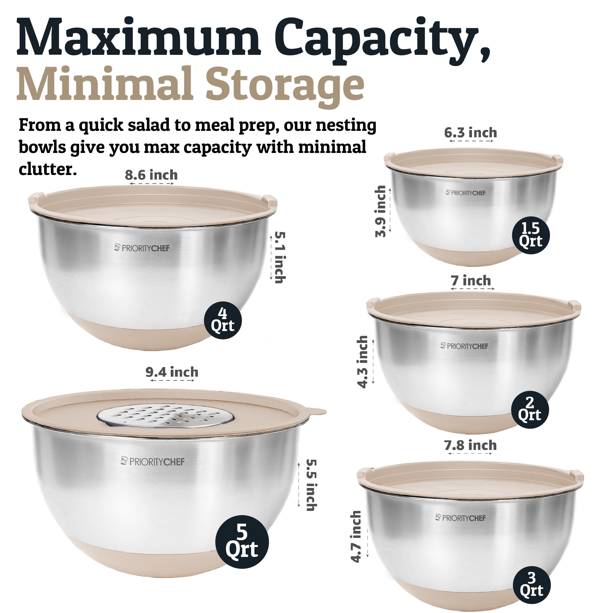 Priority Chef bowls with airtight lids ensure freshness and easier meal-prep storage.