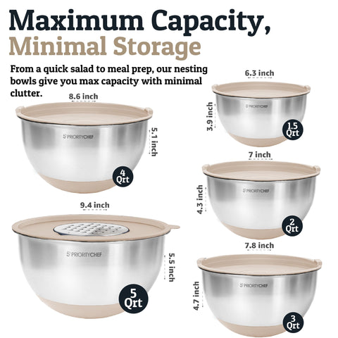 Priority Chef bowls with airtight lids ensure freshness and easier meal-prep storage.