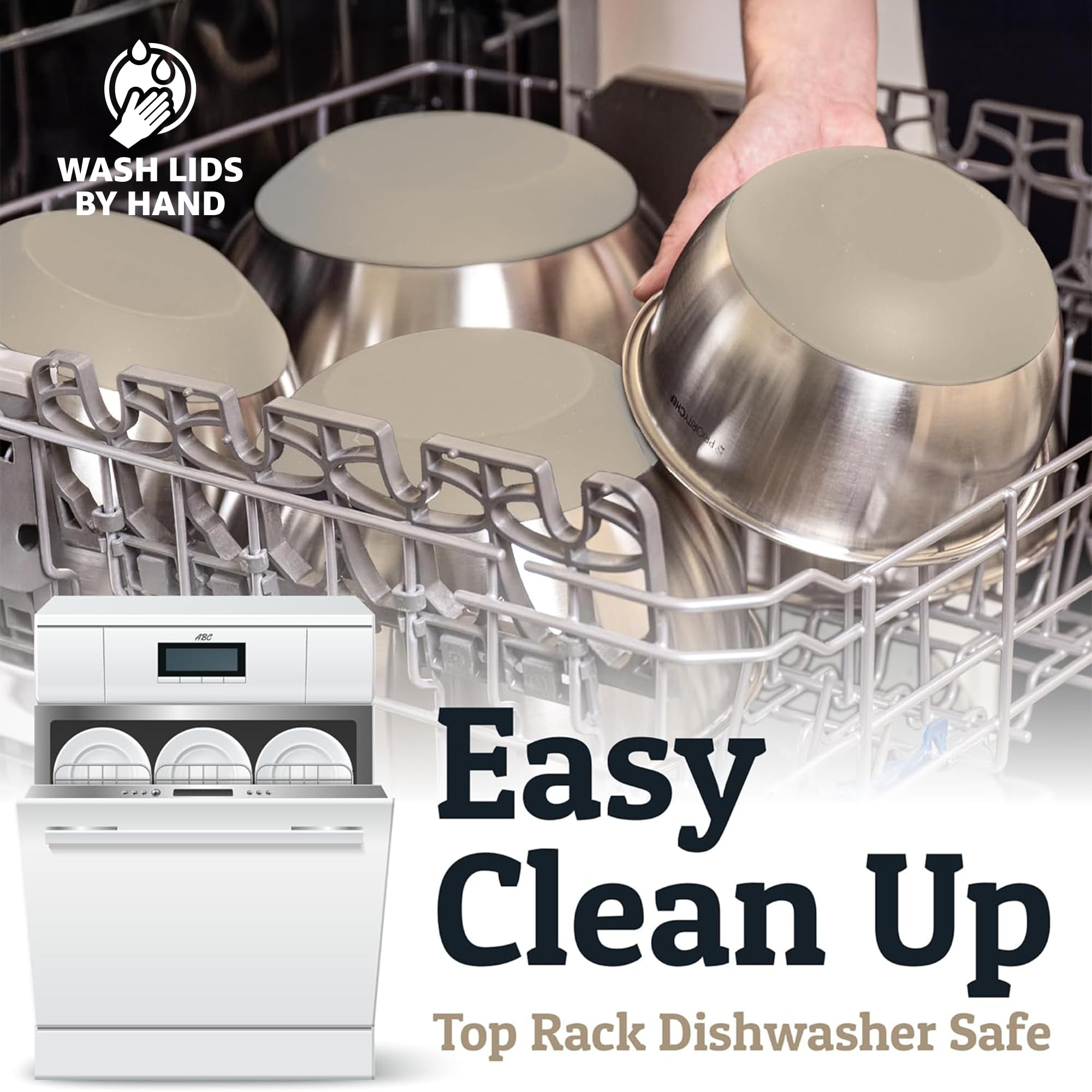 Priority Chef bowls are top-rack dishwasher-safe for quick cleanup.