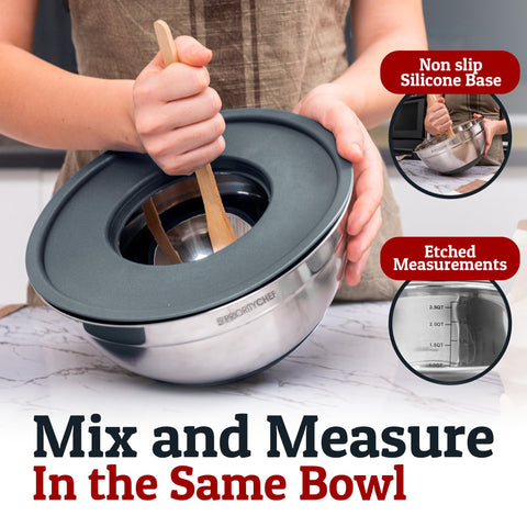 Priority Chef nesting bowls with lids save cabinet space and organize your kitchen.