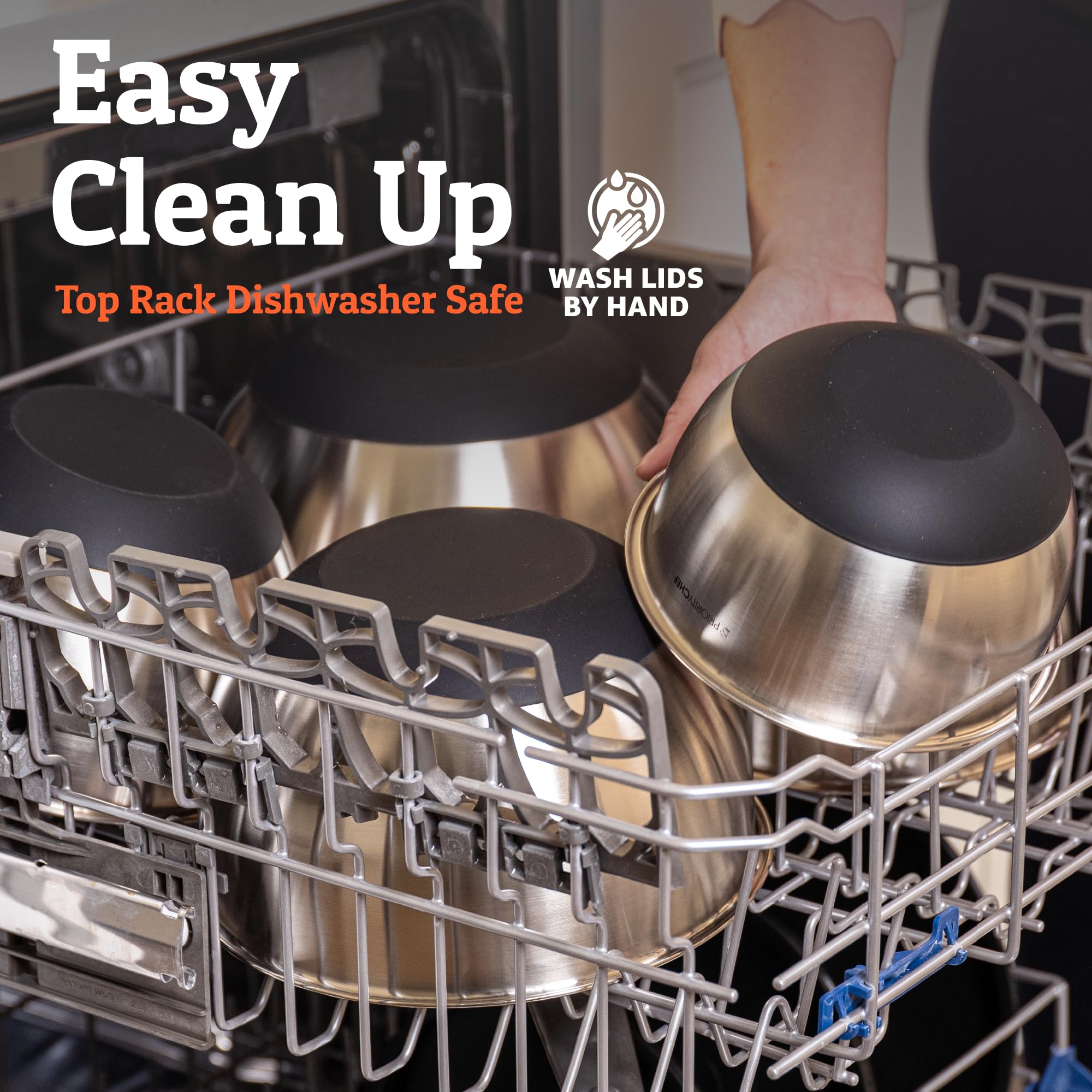 Priority Chef nested bowls help save space and stay organized.