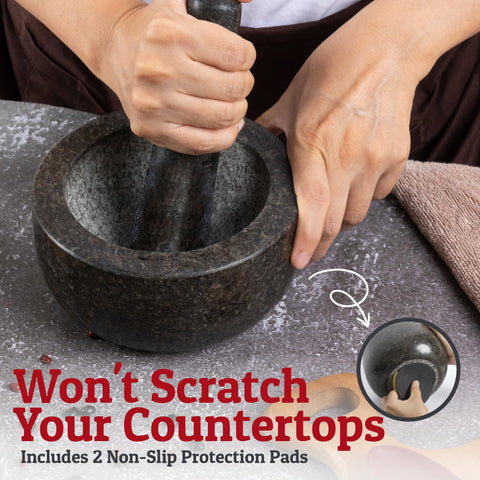 Priority Chef non-slip base protects countertops during grinding tasks.
