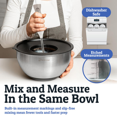 Priority Chef bowls with non-slip base stay steady during mixing