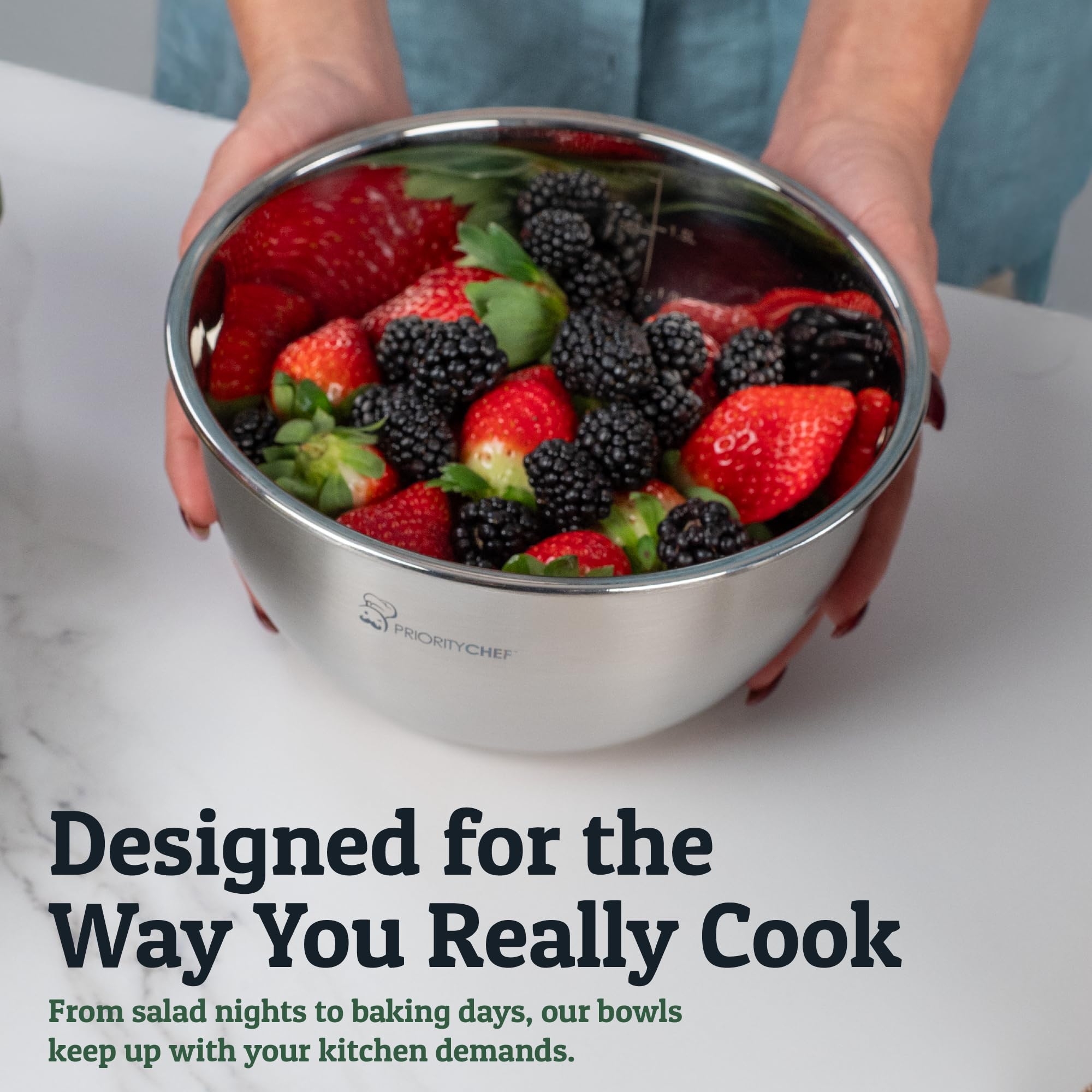 Priority Chef bowls stay steady thanks to non-slip bases.