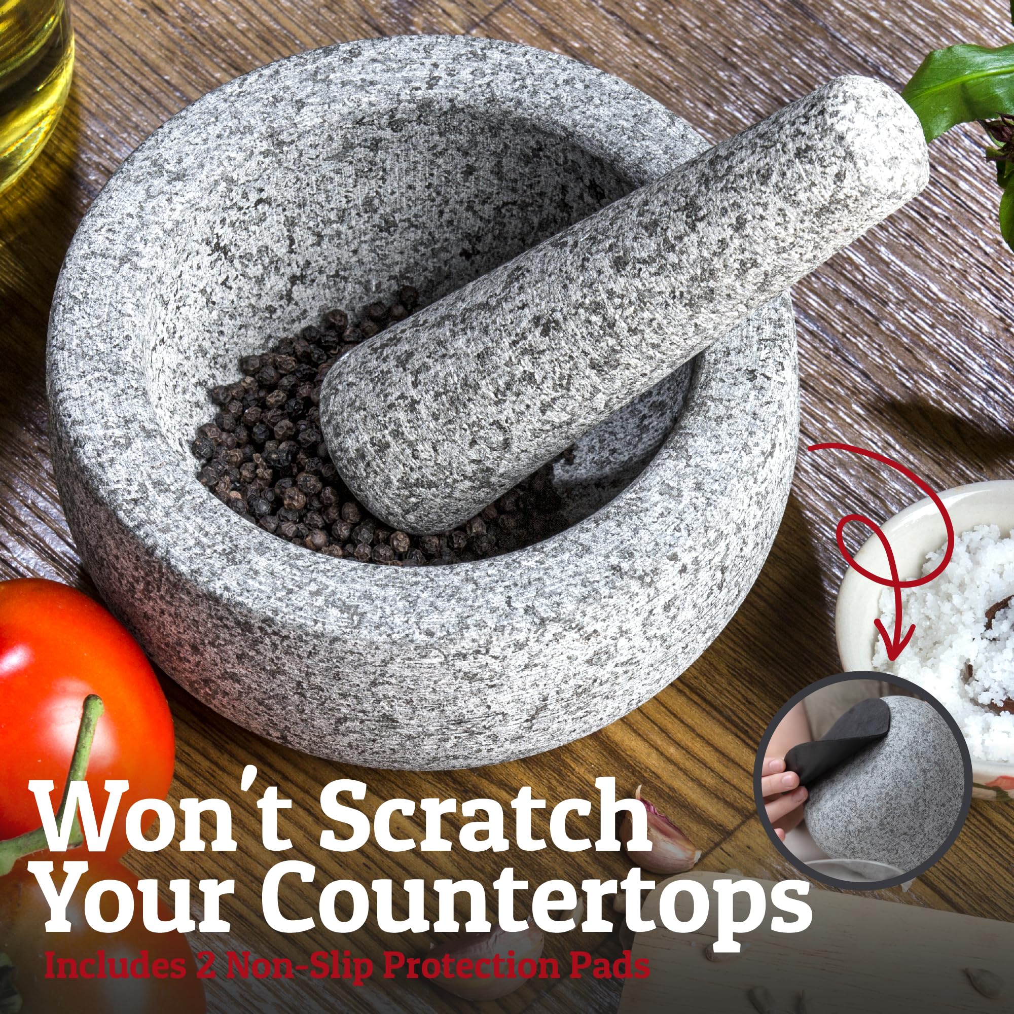Priority Chef pestle in action grinding herbs and spices