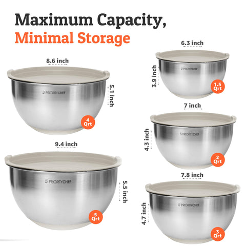 Priority Chef bowls with etched measurements for quick, precise prep
