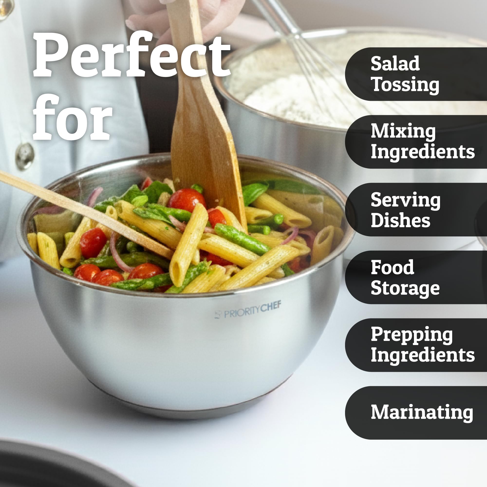 Priority Chef stainless steel bowls resist rust for long-lasting use