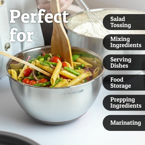 Priority Chef stainless steel bowls resist rust for long-lasting use