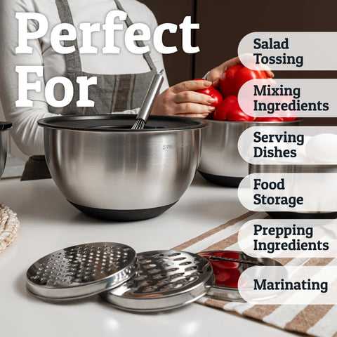 Priority Chef slicing and grating in-bowl feature reduces cleanup after prep.