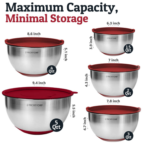 Priority Chef 2-quart bowl with lid, ideal for sauces and mixing.