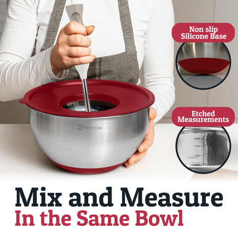 Priority Chef 3-quart bowl with lid, perfect for medium batches.