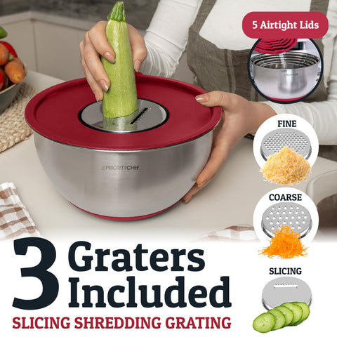 Priority Chef 5-quart bowl with lid, great for larger prep tasks.