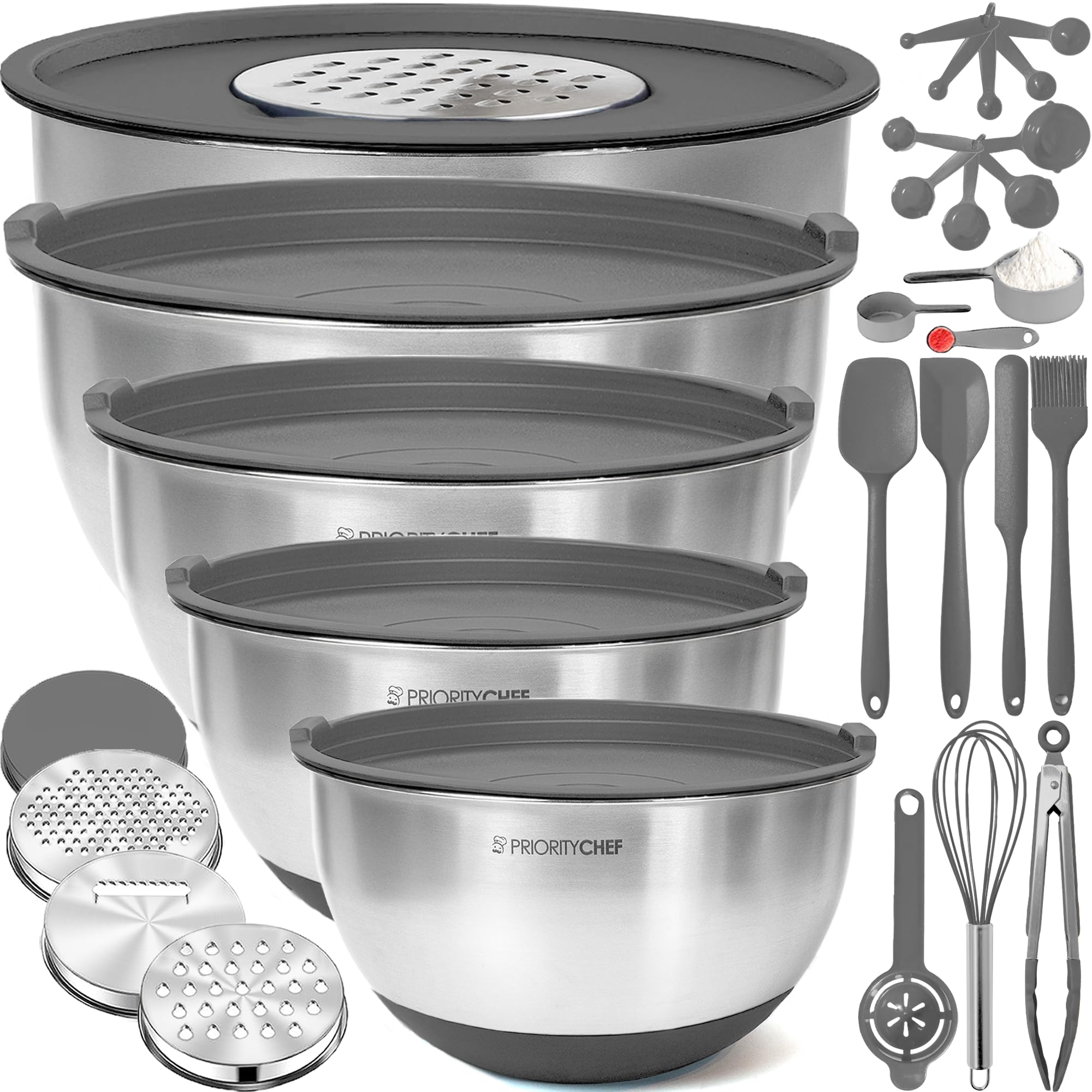 Priority Chef stainless steel bowls with lids for organized meal prep and storage